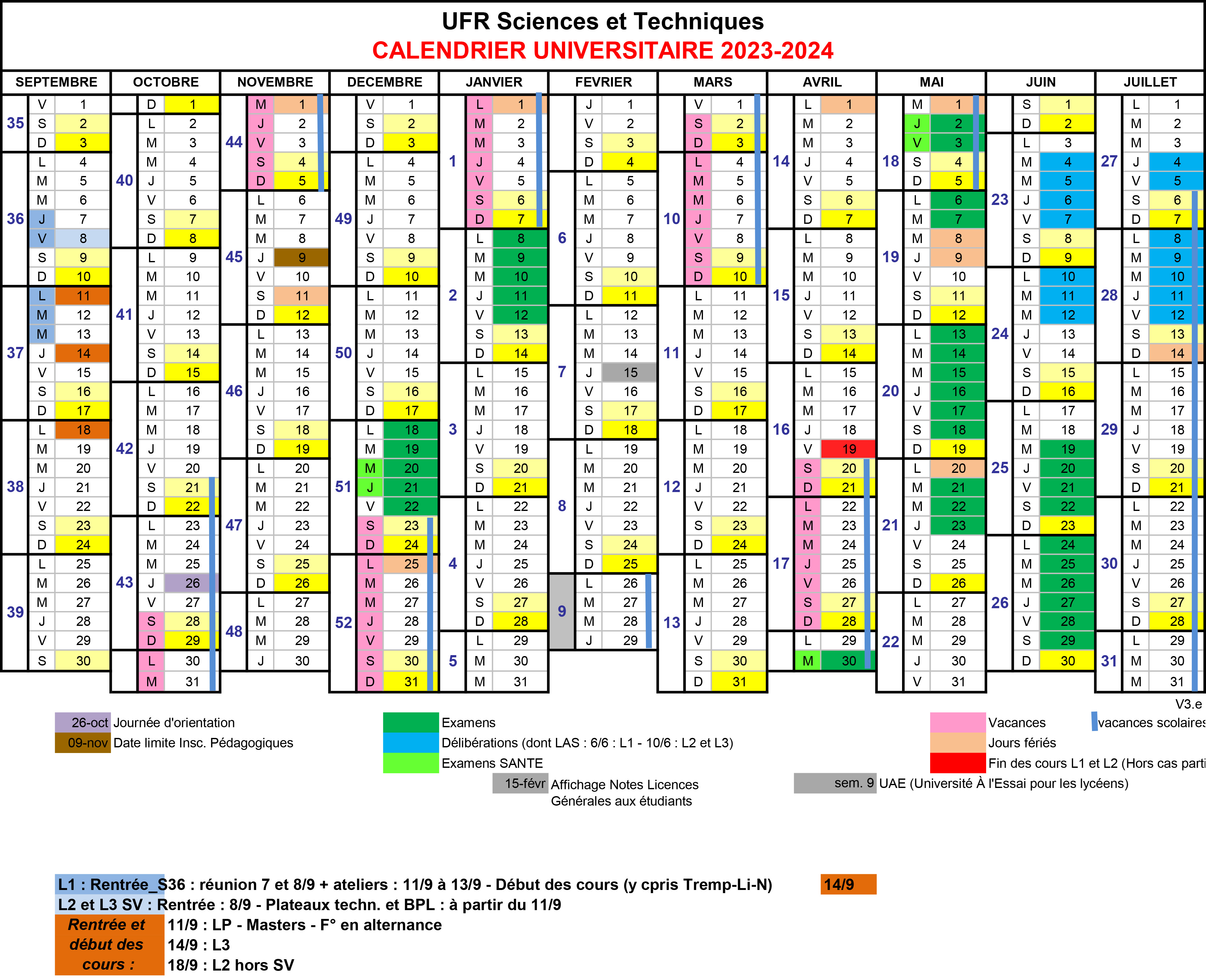 calendrier univ 23-24 sciences