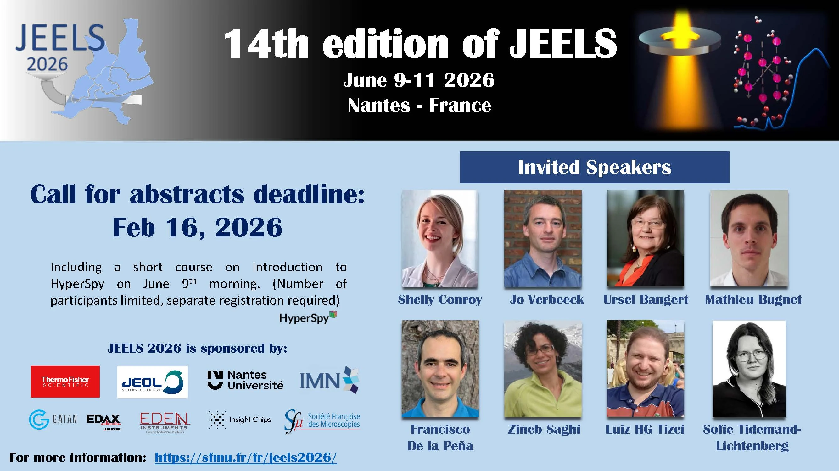 JEELS 2026 | La 14e édition des Journées de l'EELS se tiendra à l'Institut des Matériaux de Nantes Jean Rouxel (IMN) du 9 au 11 juin 2026.